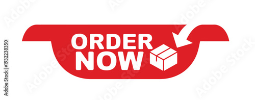 Red banner displaying order now with a package icon