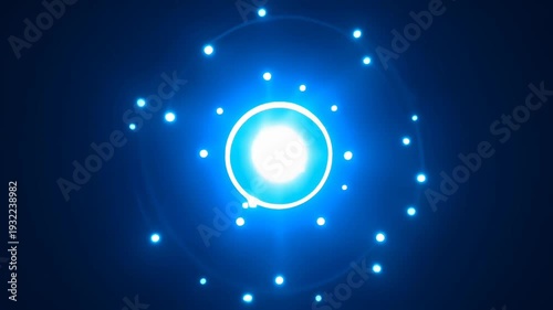 Wallpaper Mural Glowing blue atom light energy orb with orbiting particles and sphere for science Torontodigital.ca