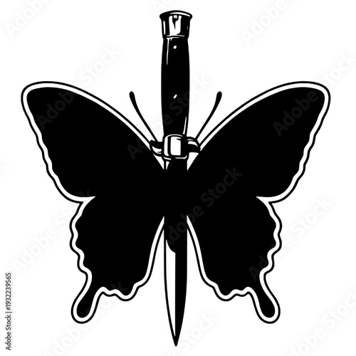 Butterfly and knife silhouette