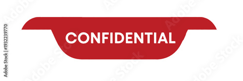 A red confidential label with white bold lettering on a white background