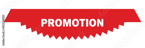 A bright red ribbon banner displays the word promotion in white text