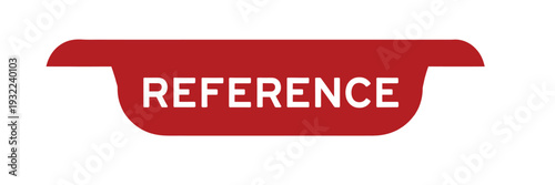 A red stylized label displaying the word reference in white text