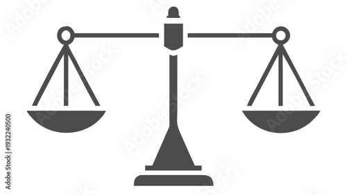 A simple illustration of a traditional balance scale on a black background