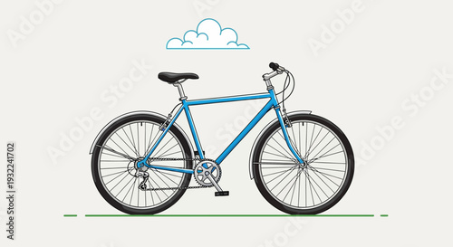Blue Bicycle Illustration with Simple Design Elements.