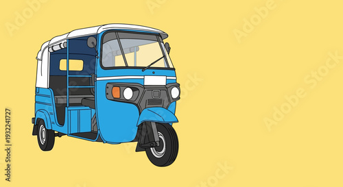 Blue Tuk Tuk Vehicle Front View.