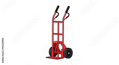 Red Hand Truck with Black Wheels.