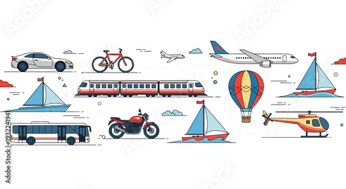 Various Modes of Transportation Illustrated.