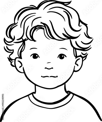 Adorable baby face with smiling expression in simple line art