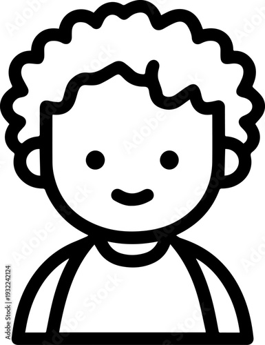 Adorable baby face with smiling expression in simple line art