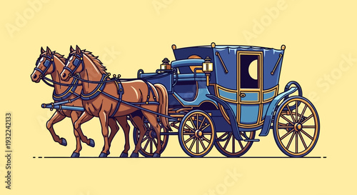 Vintage Horse Drawn Carriage Illustration 3.