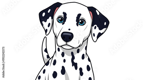 Dalmatian Puppy Portrait Illustration Vector Style Graphic Cute Dog Breed with Black Spots and Blue Eyes for Pet Lovers and Children's Designs