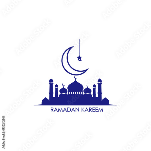 Ramadan Kareem Islamic Mosque Crescent Moon and Star Lantern Silhouette
