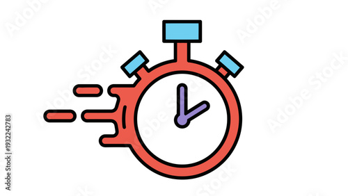 Fast Stopwatch Icon Vector Illustration, Speed and Time Concept Graphic, Business and Performance Element