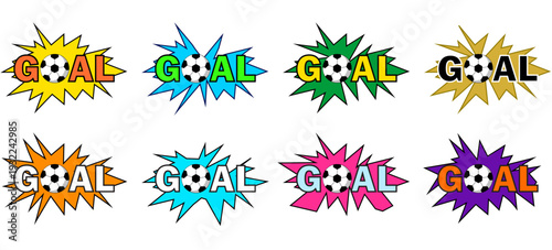 Colorful explosion style graphic displaying multiple variations of the word goal