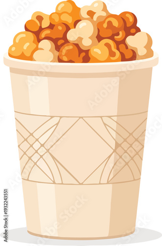Delicious popcorn in a paper cup for snack time