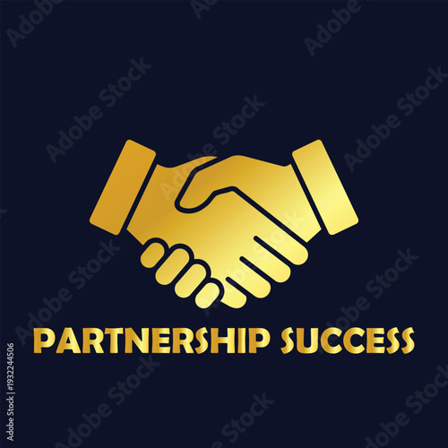 Golden handshake icon symbolizing a successful business partnership, collaboration, and mutual agreement, representing trust and positive teamwork in professional ventures