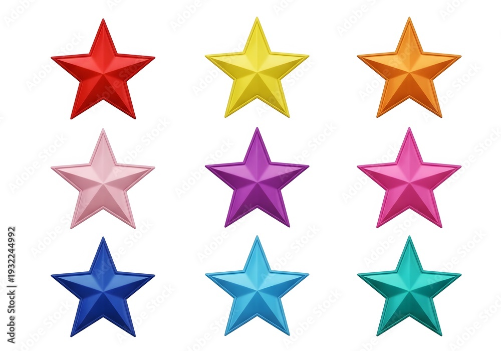 Obraz premium A collection of colorful stars on a white background