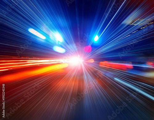abstract background with blurred police lights in motion