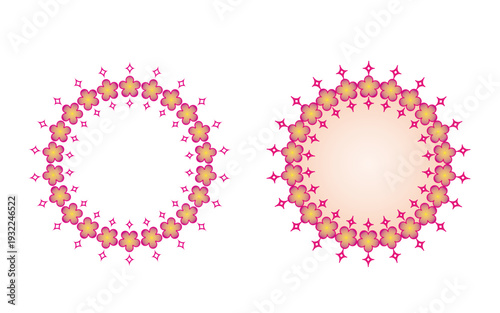 レースっぽい花のフレーム、背景、アクセント。ピンク色。