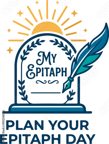 Plan Your Epitaph Day October 10 with stylized tombstone and quill