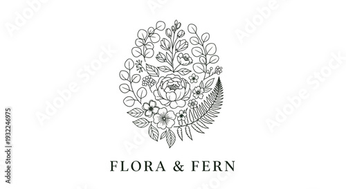 Vintage floral ornament vector illustration featuring an abstract nature pattern and heart symbol for a decorative holiday card design