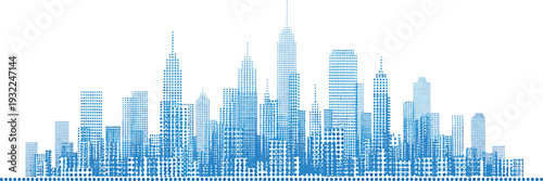 Panoramic View of Cityscape with Skyscrapers and Urban Landscape