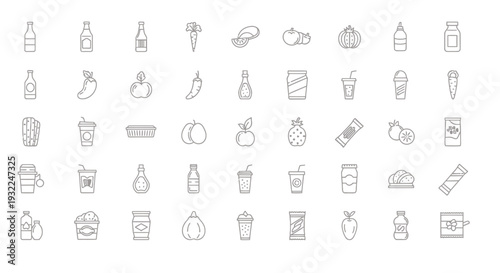 Collection of hand-drawn beverage icons forming a subtle pattern for design projects.