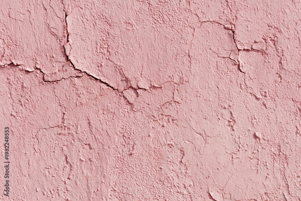 Obraz premium Textured cracked pink wall background, close-up image.