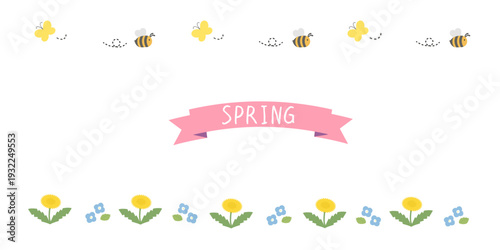 春のバナーイラスト　春の背景イラスト　桜のバナー　ピンク　春素材　