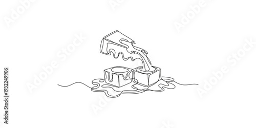 A line drawing illustration of liquid being poured from one abstract container into another