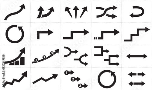 黒太線ビジネス矢印セット 図解・資料・プレゼン用