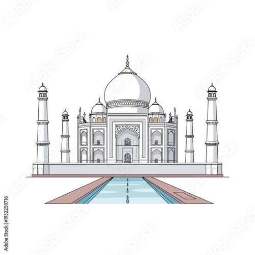 Taj Mahal Illustration - Iconic Indian Architecture