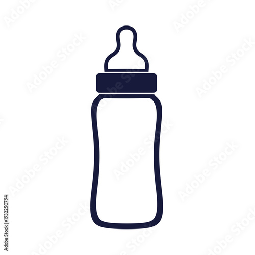 Baby Bottle Icon Silhouette - Simple Vector Graphic for Feeding and Care
