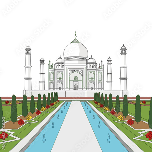Taj Mahal India Landmark Architecture Mughal Gardens Water Fountain Path