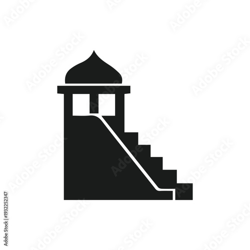 Schilderij op canvas Minimalist Black Minbar Icon for Islamic Prayer and Sermon Design