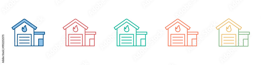 Fototapeta premium Fire Station Icon Set Multiple Style Collection