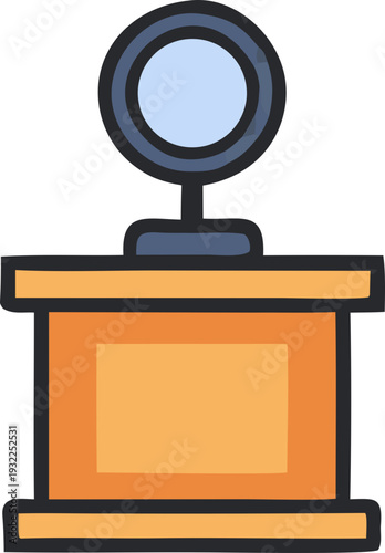 Old wooden cabinet with a flat screen television isolated on white background