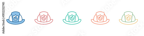 Firefighter Helmet Icon Set Multiple Style Collection
