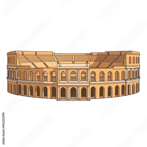 Colosseum Vector Illustration - Ancient Roman Amphitheater Architecture