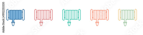 Fire Hose Icon Set Multiple Style Collection
