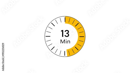 13 min clock icon animation. Clock 13-minute icon Digital and analog clock 13 minutes isolated on white background. and creating a stunning video.4k video.