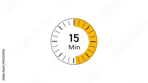 15 min clock icon animation. Clock 15-minute icon Digital and analog clock 15 minutes isolated on white background. and creating a stunning video.4k video.