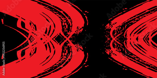 Red black brush stroke pattern car sticker abstract banner sporty lines red black color combination brush stroke pattern grunge motorsport racing design, Eps 10.