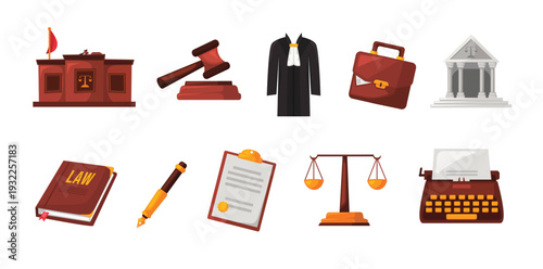 Law and justice icons set, legal and justice icons collection vector illustration, isolated on white background
