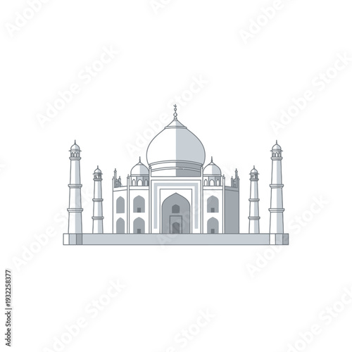 Taj Mahal Icon, India Landmark, White Marble Mosque, Mughal Architecture, Travel Symbol