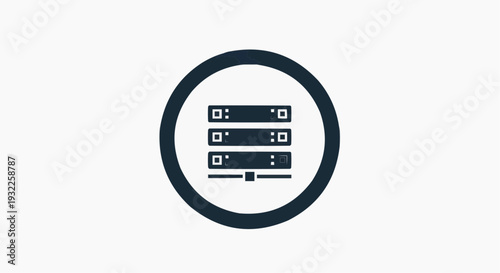 Database Server Icon Symbol for Data Storage, Cloud Computing and Hosting Technology Concept, Server Rack Illustration for IT Infrastructure, Network System and Digital Database, Minimal Vector Graphi