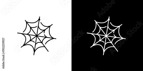 Spider Web Icon Set for Halloween or Spooky Themes in White and Black