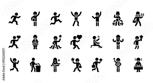 A collection of people engaging in various sports and activities, captured in a simple illustration style, showcasing different actions and movements from a frontal viewpoint