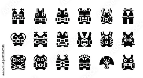 Collection of Traditional Japanese Kabuki Masks and Costume Elements in Various Designs and Expressions