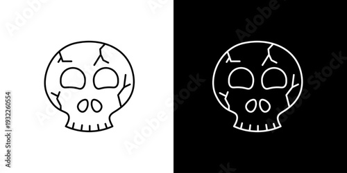 Abstract Outline Skull Icons on White and Black Backgrounds